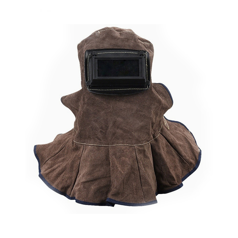 Topeng Tudung Kimpalan Kulit Lembu Coklat Karbon