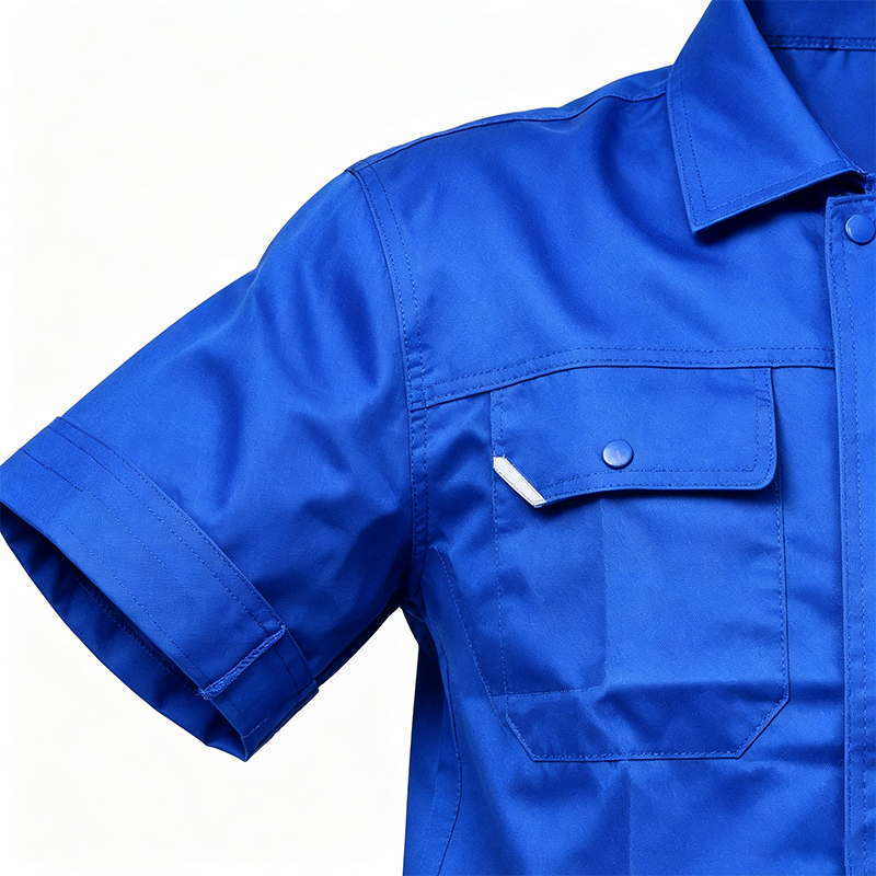 Set Overall Pakaian Kerja Musim Panas Lengan Pendek dengan Mesh Ketiak