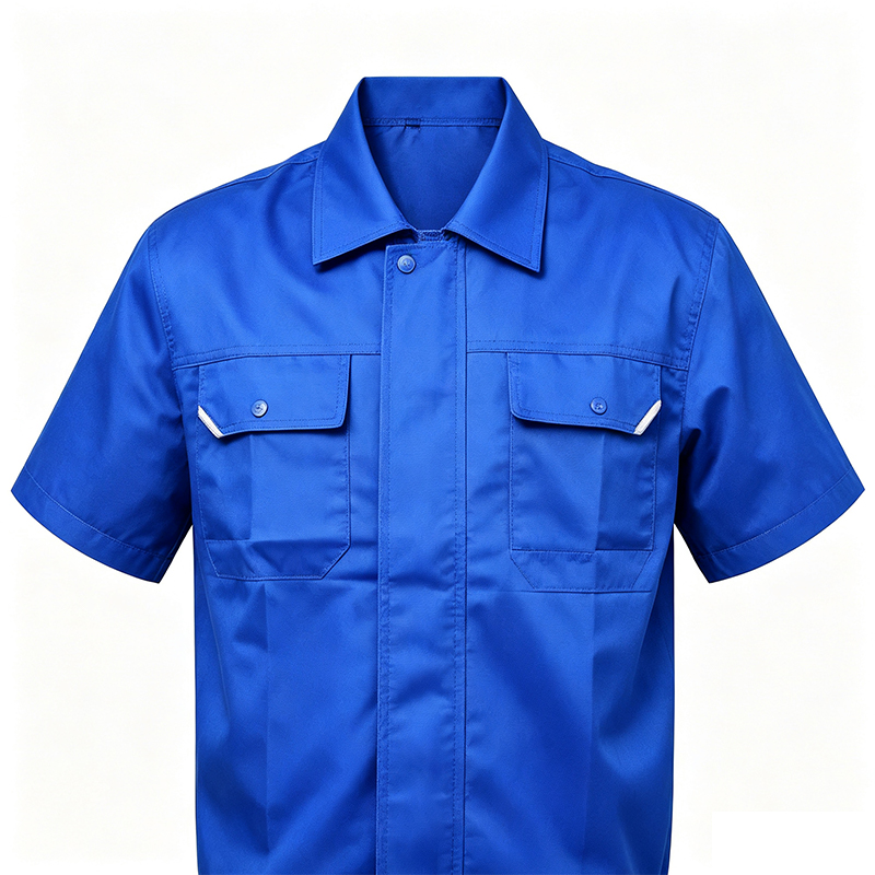 Set Overall Pakaian Kerja Musim Panas Lengan Pendek dengan Mesh Ketiak